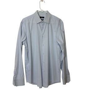 Hugo Boss Mens Regular Fit Easy Iron Dress Shirt Light Blue Size 43